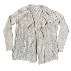 Barefoot Dreams CozyChic Lite Coastal Cardigan Sweater Taupe Soft Womens Size S